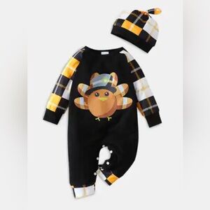Plaid Turkey Kids Footie with Hat